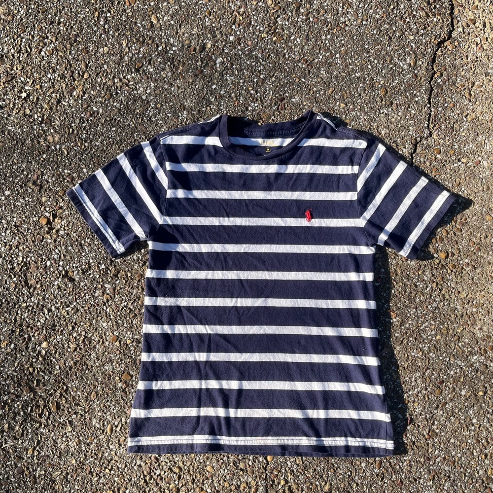 Striped Navy and White Kids T-Shirt